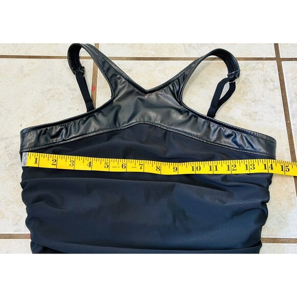 MagicSuit Womens Rev It Bonnie Black High Neck Faux-Leather-Trim Size 10 - Picture 9 of 14